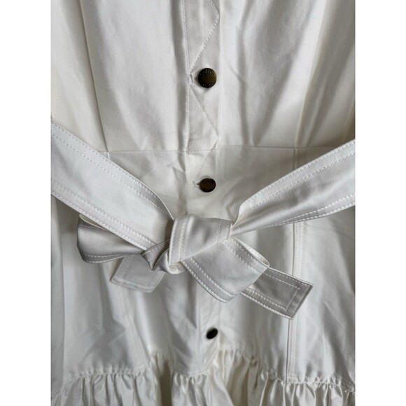 Calvin Klein Women’s White Sleeveless Shirt Dress Sz 8 Belted Button Front Hem - Picture 6 of 14